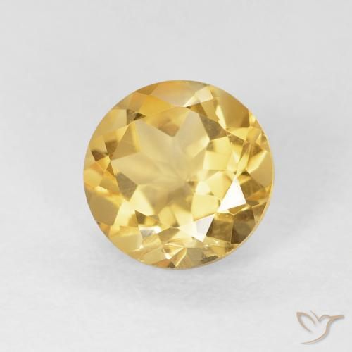 1.74 ct Golden Citrine Stone, Natural Citrine in Round Facet Shape for Sale