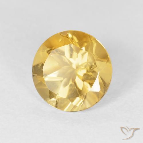 1.76 ct Golden Citrine Stone, Natural Citrine in Round Facet Shape for Sale