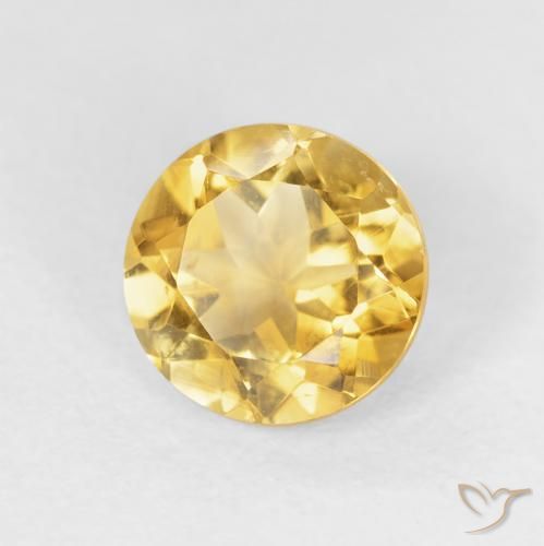 1.86 ct Golden Citrine Stone, Natural Citrine in Round Facet Shape for Sale