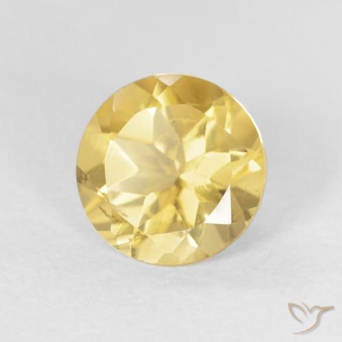 1.73 ct Golden Citrine Stone, Natural Citrine in Round Facet Shape for Sale