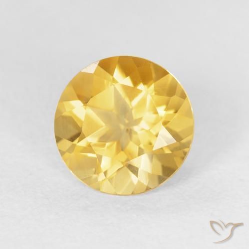 1.77 ct Golden Citrine Stone, Natural Citrine in Round Facet Shape for Sale