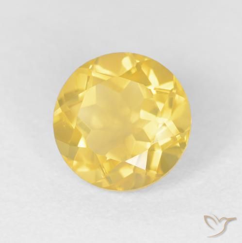 1.88 ct Golden Citrine Stone, Natural Citrine in Round Facet Shape for Sale