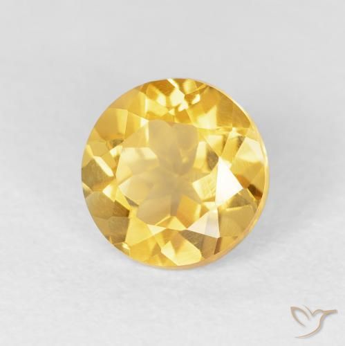 1.54 ct Golden Citrine Stone, Natural Citrine in Round Facet Shape for Sale