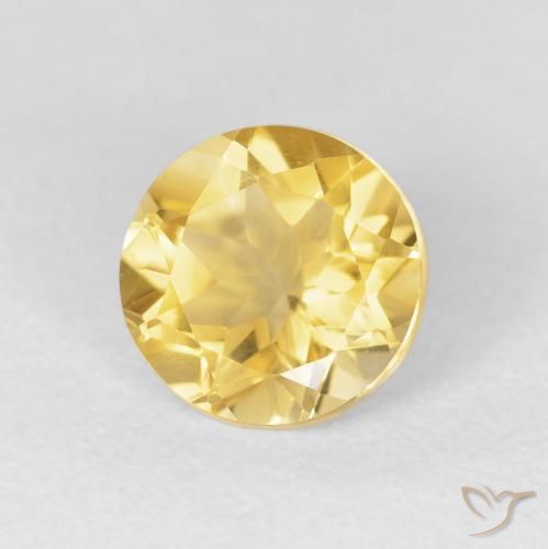 1.61 ct Golden Citrine Stone, Natural Citrine in Round Facet Shape for Sale
