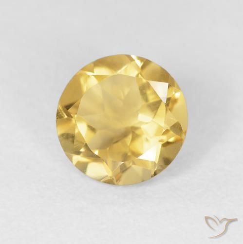1.21 ct Golden Citrine Stone, Natural Citrine in Round Facet Shape for Sale