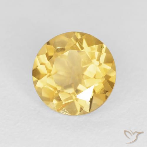 1.95 ct Golden Citrine Stone, Natural Citrine in Round Facet Shape for Sale