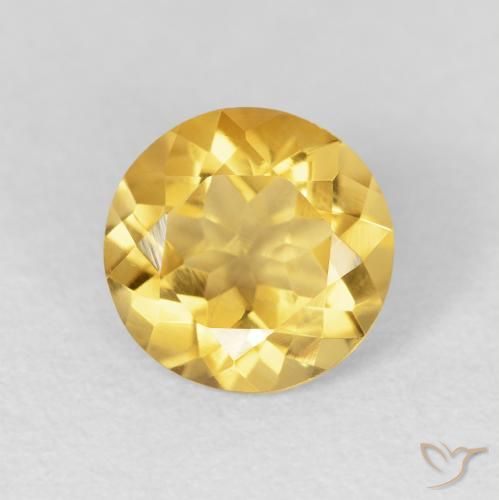 1.66ct Natural Medium Gold Citrine, Round, VVS