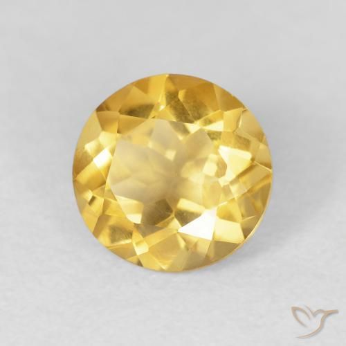 1.66 ct Golden Citrine Stone, Natural Citrine in Round Facet Shape for Sale