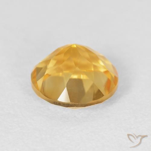 Citrine Gemstone in 8 mm (calibrated) Size for Sale, Citrine Stone in Medium Gold Color