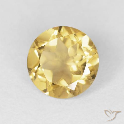 1.48 ct Golden Citrine Stone, Natural Citrine in Round Facet Shape for Sale