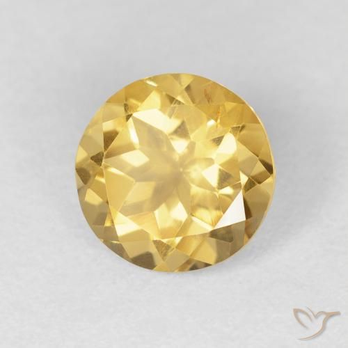 1.61 ct Golden Citrine Stone, Natural Citrine in Round Facet Shape for Sale