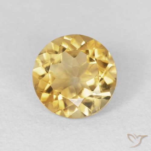 1.65ct Natural Medium Gold Citrine, Round, VVS