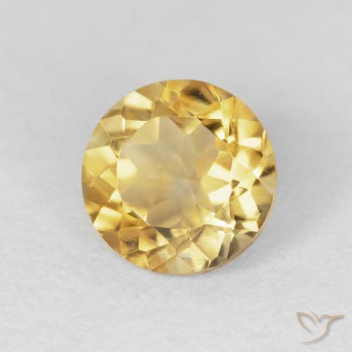 1.65 ct Golden Citrine Stone, Natural Citrine in Round Facet Shape for Sale