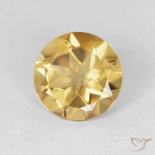 1.60 ct Golden Citrine Stone, Natural Citrine in Round Facet Shape for Sale
