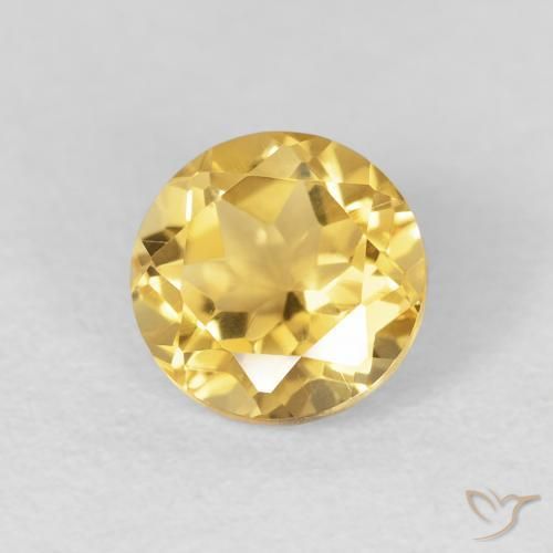 1.31 ct Golden Citrine Stone, Natural Citrine in Round Facet Shape for Sale