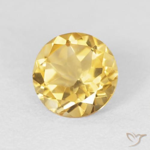 1.60 ct Golden Citrine Stone, Natural Citrine in Round Facet Shape for Sale