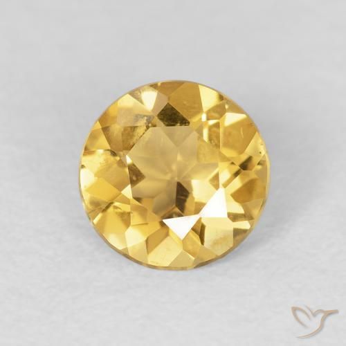 0.96 ct Golden Citrine Stone, Natural Citrine in Round Facet Shape for Sale