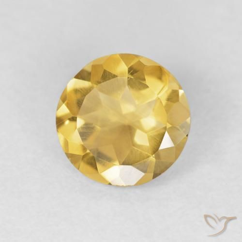 0.95ct Natural Medium Gold Citrine, Round, VVS-VS