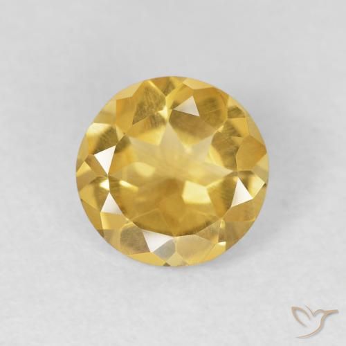 0.95 ct Golden Citrine Stone, Natural Citrine in Round Facet Shape for Sale