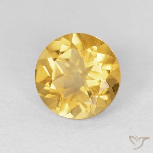 1.70 ct Golden Citrine Stone, Natural Citrine in Round Facet Shape for Sale