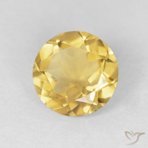 1.52 ct Golden Citrine Stone, Natural Citrine in Round Facet Shape for Sale