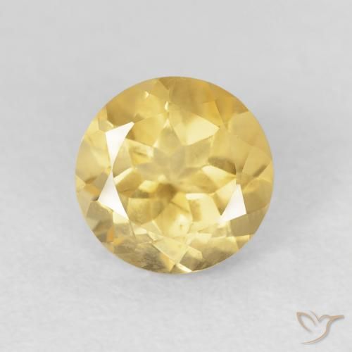 1.34ct Natural Medium Yellow Citrine, Round, VVS-VS