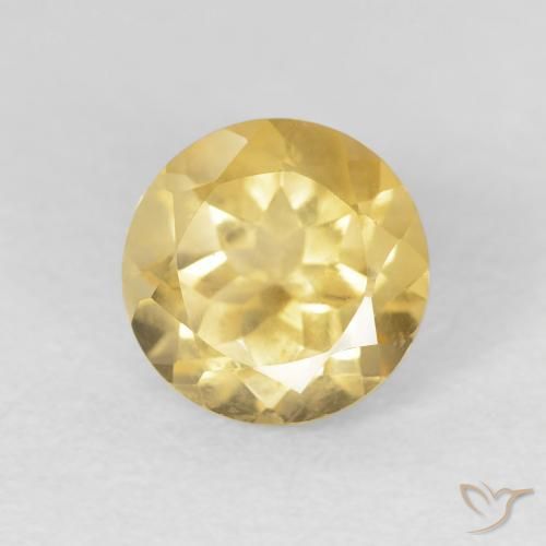 1.34 ct Yellow Citrine Stone, Natural Citrine in Round Facet Shape for Sale