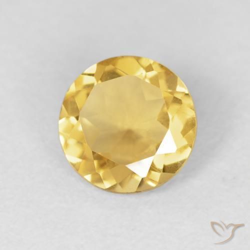 1.02 ct Golden Citrine Stone, Natural Citrine in Round Facet Shape for Sale
