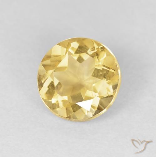 1.67 ct Yellow Citrine Stone, Natural Citrine in Round Facet Shape for Sale