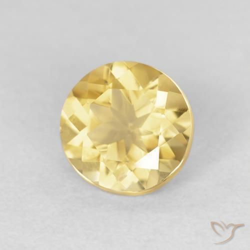 1.13 ct Yellow Citrine Stone, Natural Citrine in Round Facet Shape for Sale