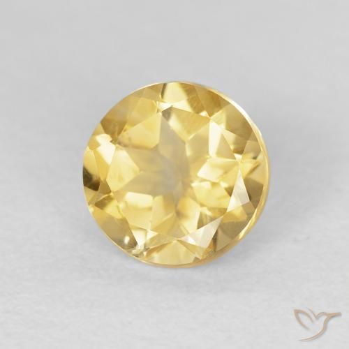 1.59 ct Yellow Citrine Stone, Natural Citrine in Round Facet Shape for Sale