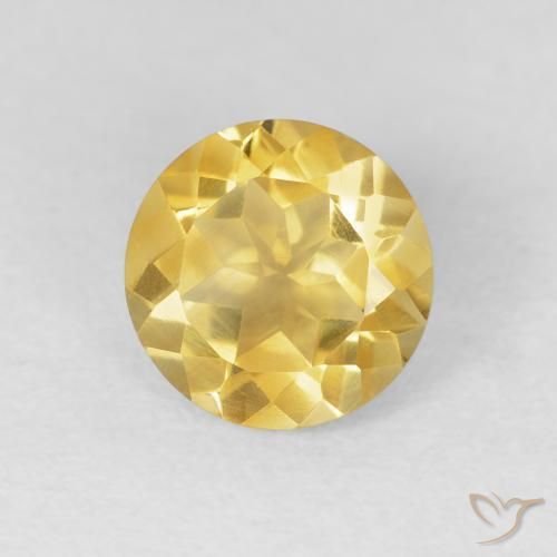 1.83 ct Yellow Citrine Stone, Natural Citrine in Round Facet Shape for Sale