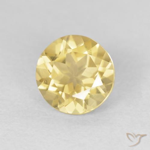 1.70 ct Yellow Citrine Stone, Natural Citrine in Round Facet Shape for Sale