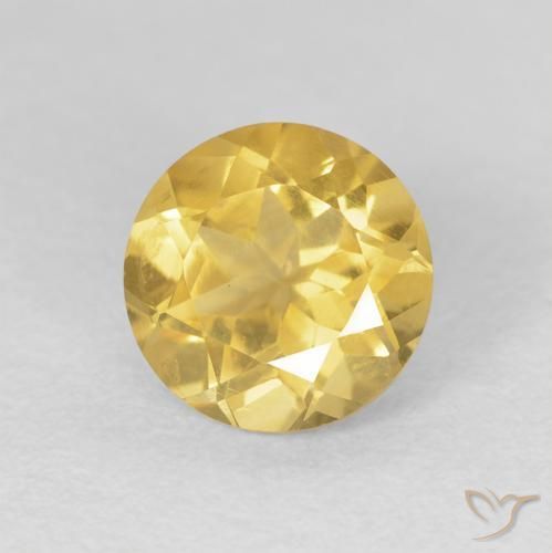 1.89 ct Yellow Citrine Stone, Natural Citrine in Round Facet Shape for Sale