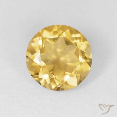1.70ct Natural Medium Golden Citrine, Round, VVS