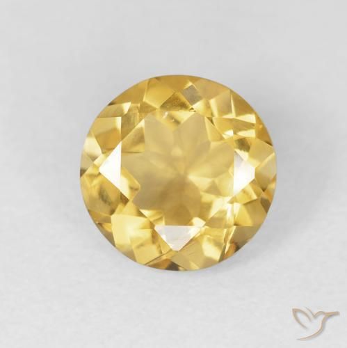 1.70 ct Golden Citrine Stone, Natural Citrine in Round Facet Shape for Sale