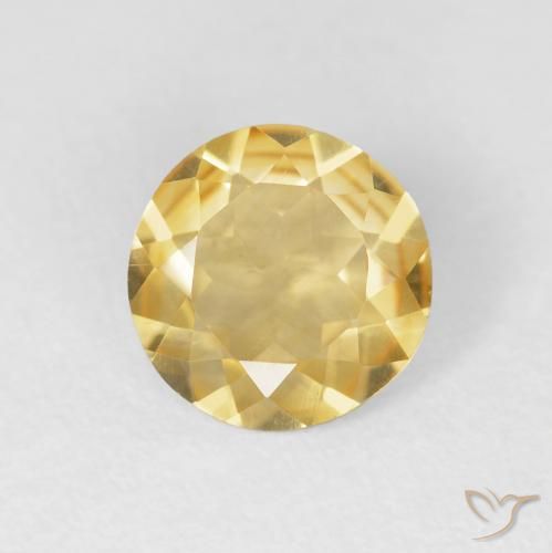 1.30ct Natural Medium Gold Citrine, Round, VVS