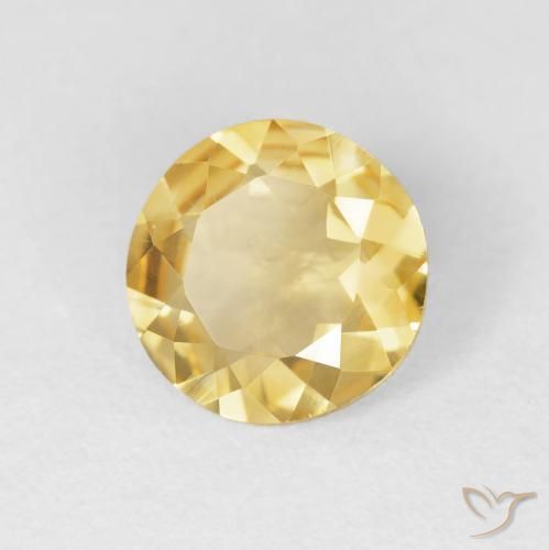 1.30 ct Golden Citrine Stone, Natural Citrine in Round Facet Shape for Sale