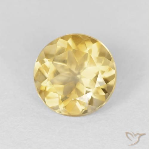 1.73 ct Golden Citrine Stone, Natural Citrine in Round Facet Shape for Sale