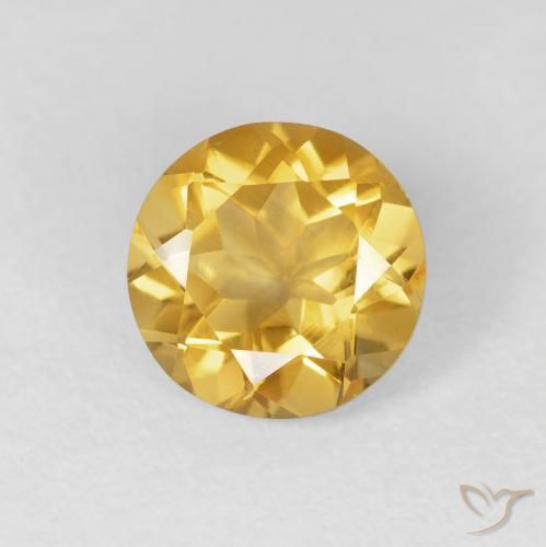 1.61ct Natural Medium Gold Citrine, Round, VVS