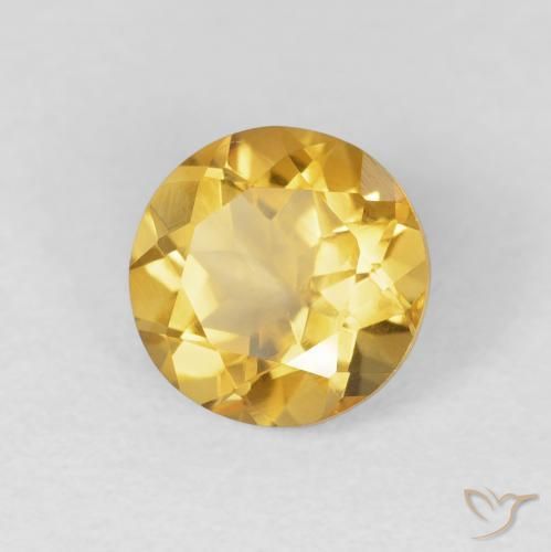 1.61 ct Golden Citrine Stone, Natural Citrine in Round Facet Shape for Sale