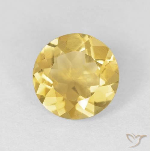 1.67 ct Golden Citrine Stone, Natural Citrine in Round Facet Shape for Sale
