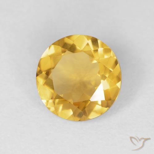 1.62 ct Golden Citrine Stone, Natural Citrine in Round Facet Shape for Sale