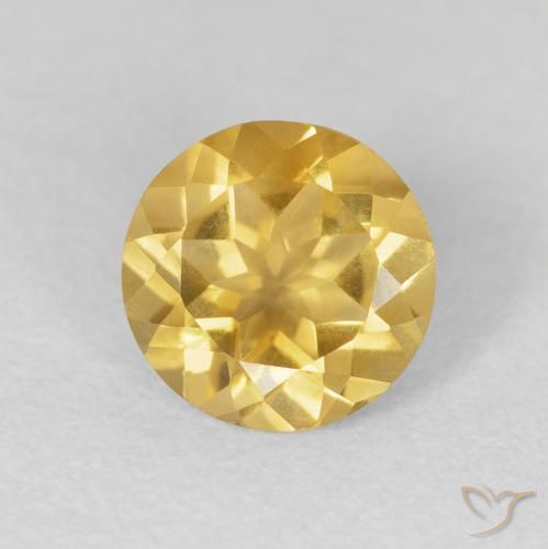 1.63ct Natural Medium Gold Citrine, Round, VVS