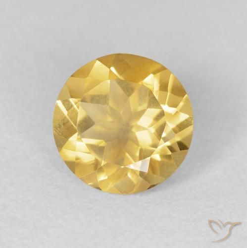 1.63 ct Golden Citrine Stone, Natural Citrine in Round Facet Shape for Sale