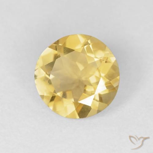 1.38 ct Golden Citrine Stone, Natural Citrine in Round Facet Shape for Sale