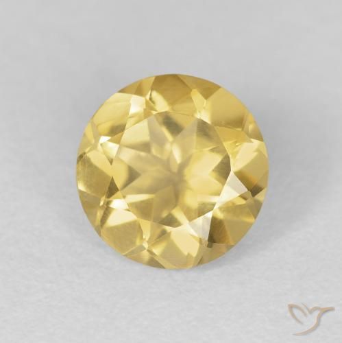 1.73 ct Golden Citrine Stone, Natural Citrine in Round Facet Shape for Sale