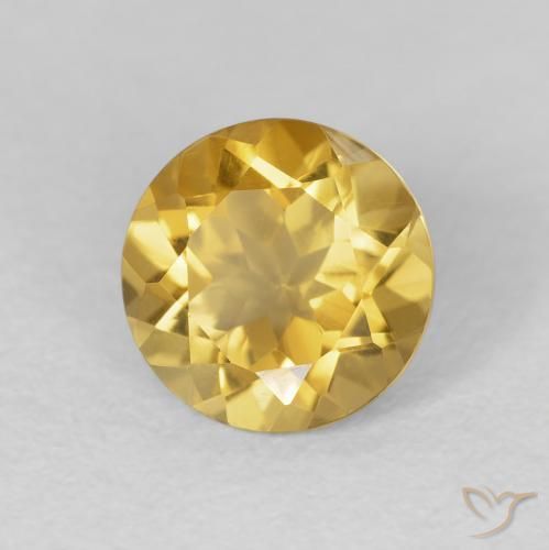 1.78 ct Golden Citrine Stone, Natural Citrine in Round Facet Shape for Sale