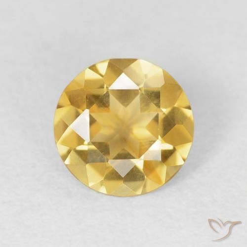 0.95ct Natural Medium Gold Citrine, Round, VVS