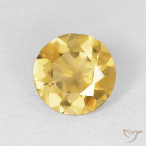 0.95 ct Golden Citrine Stone, Natural Citrine in Round Facet Shape for Sale